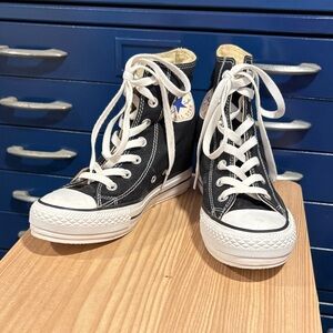 Converse Women’s Black and White Platform Wedge High-Top Sneakers